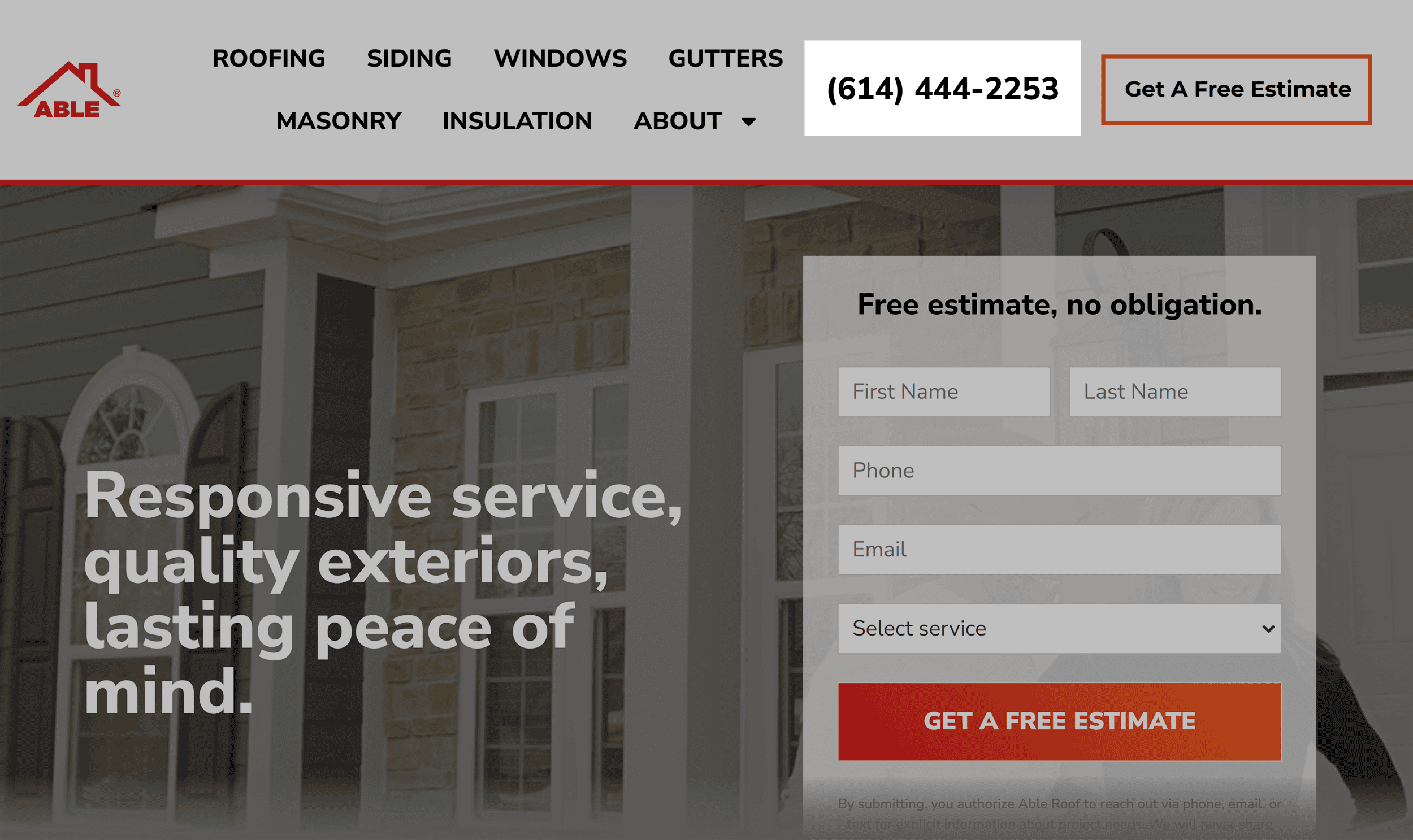 Able Roof – Homepage – Phone number