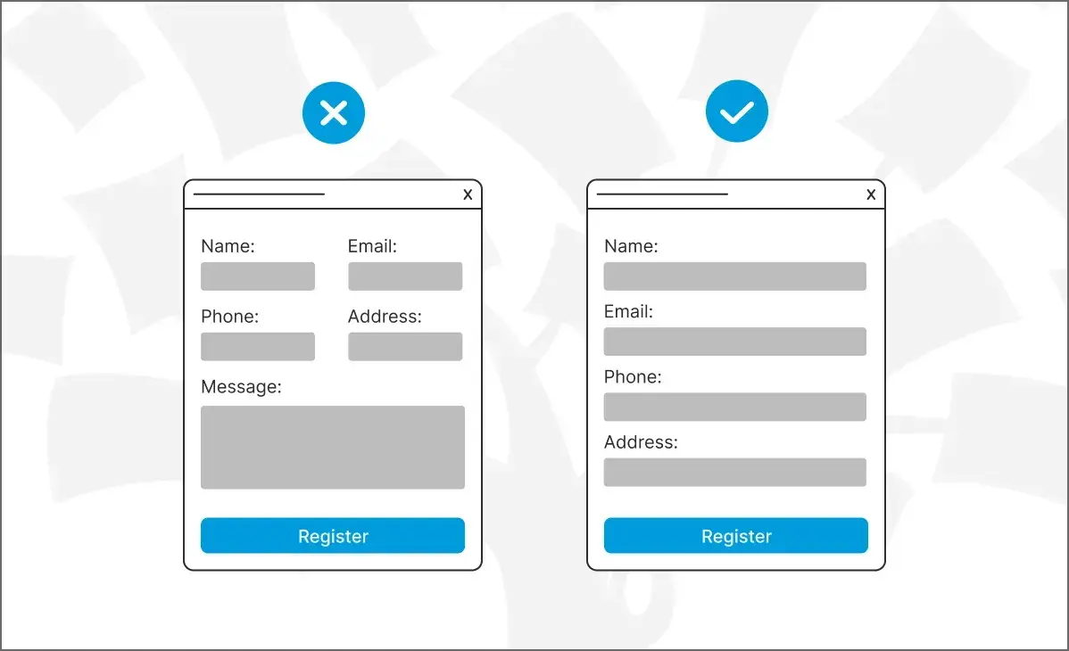 infographic clearly shows how a single-column web form is easier to fill than a multi-column form.