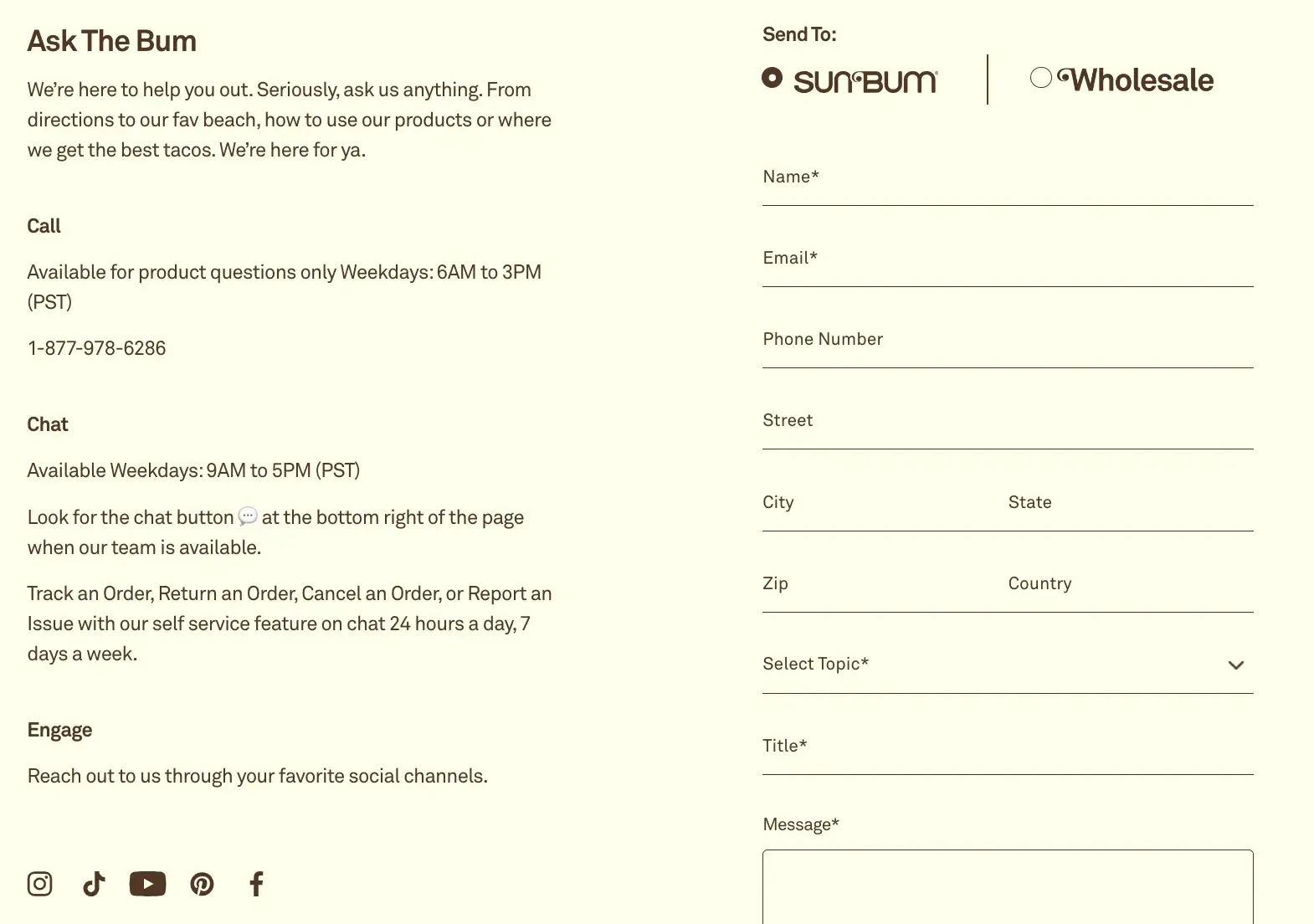 web forms examples: sun bum