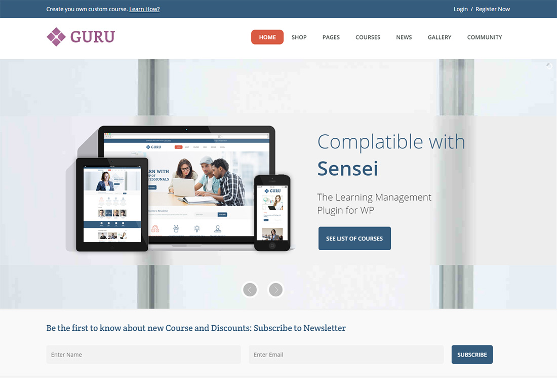 Guru online course WordPress theme