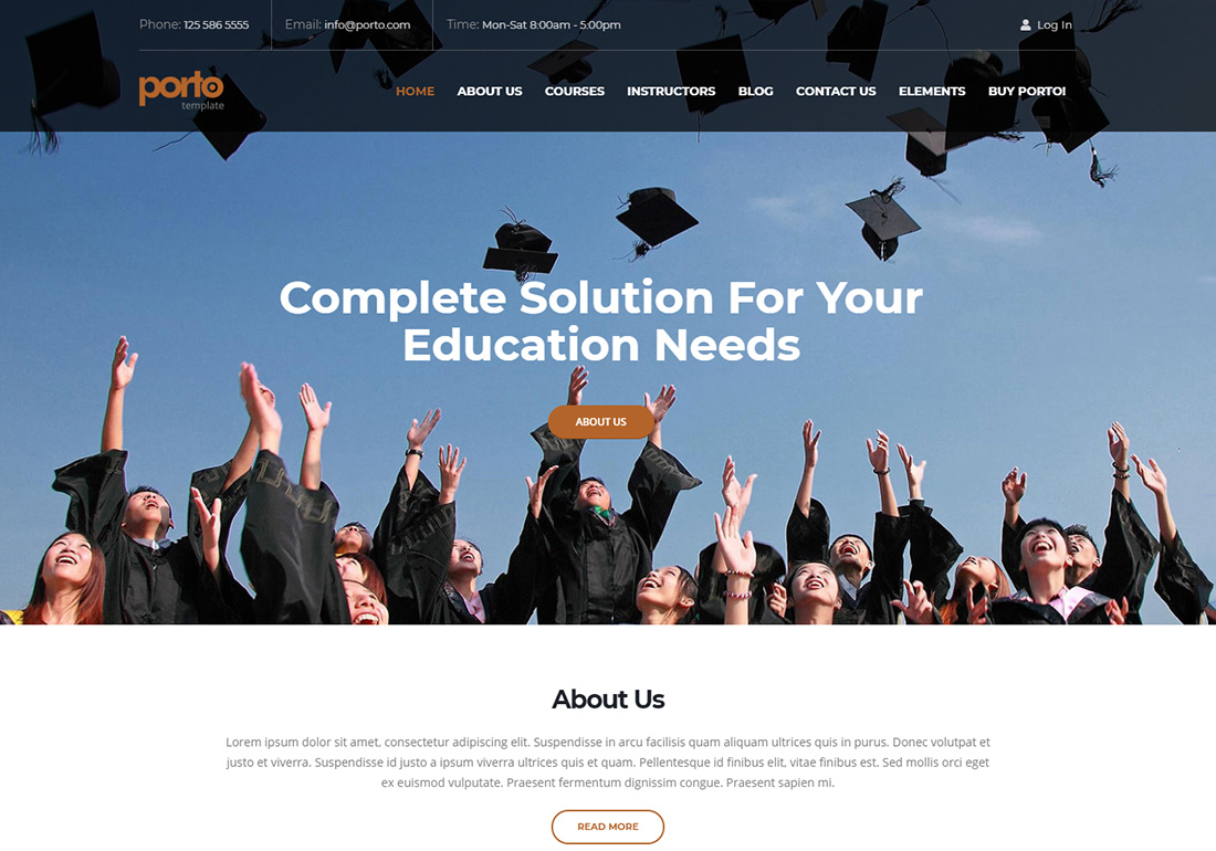 Porto multipurpose online learning WordPress theme