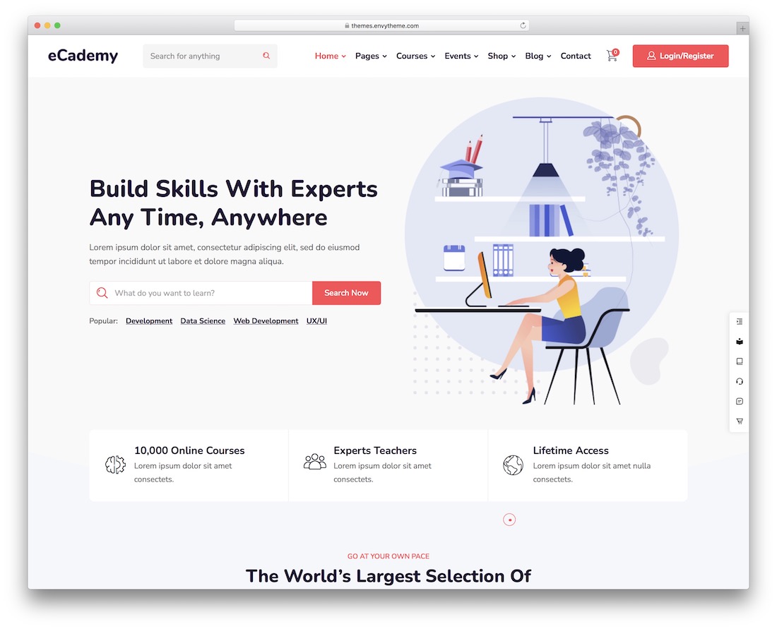 ecademy online course wordpress theme