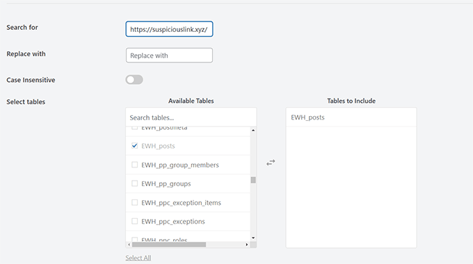 Finding suspicious links or text in your WordPress database